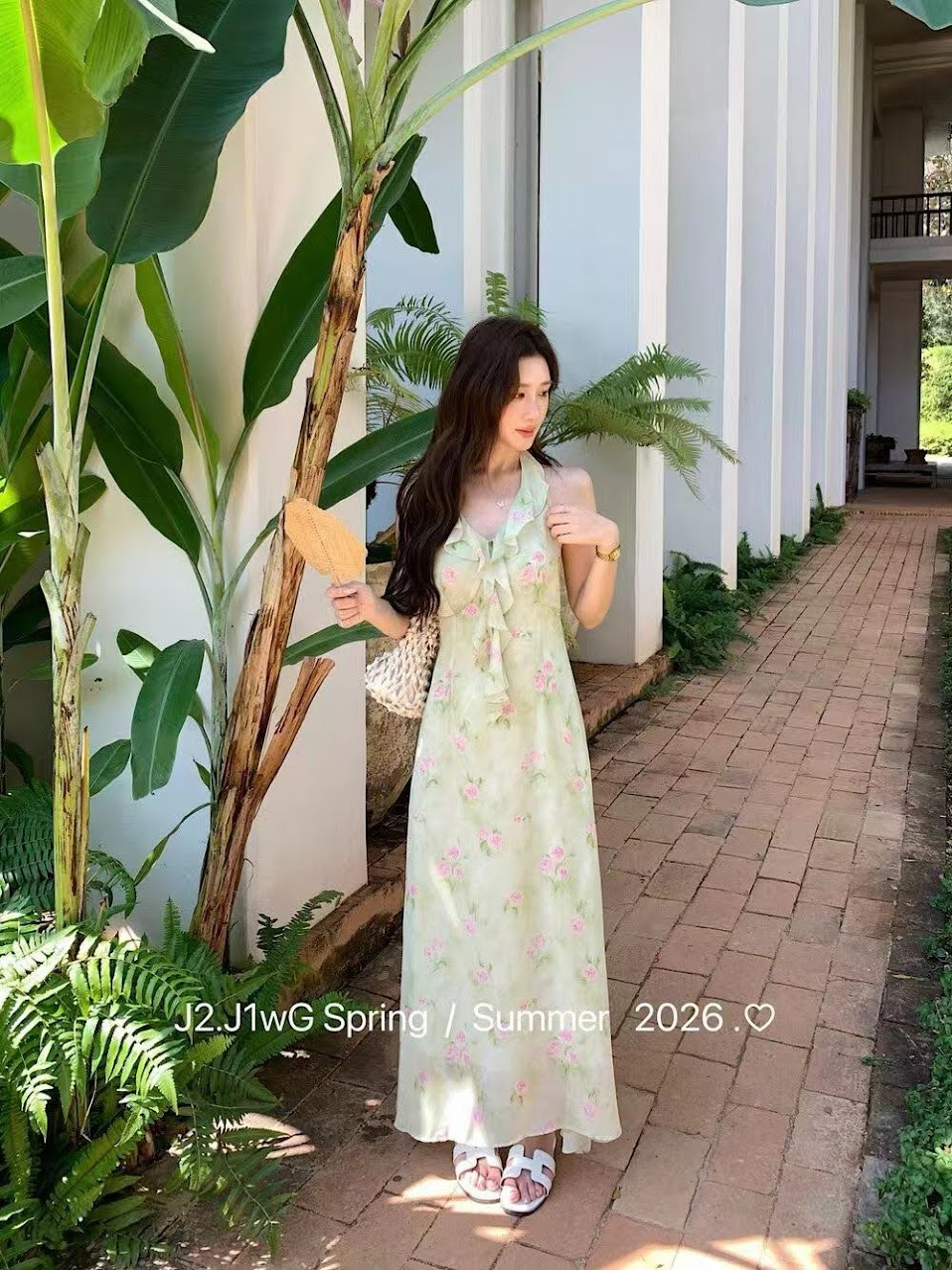 Lucas - Váy yếm zile dáng maxi bèo ngực vải hoa pastel