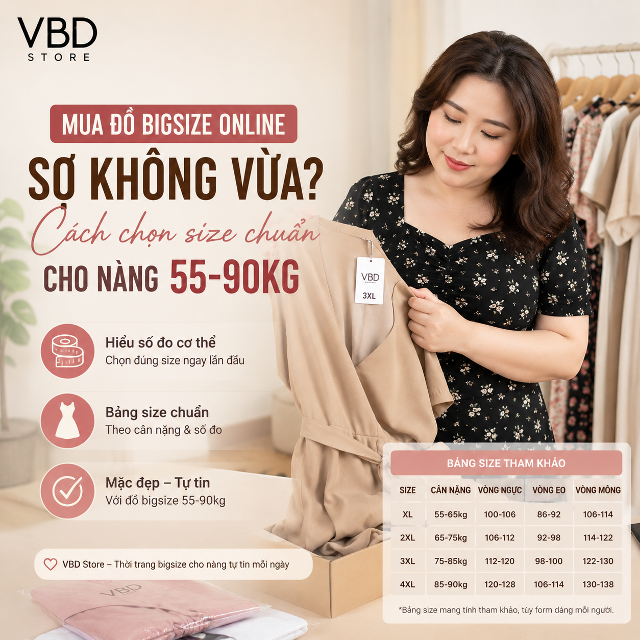 Mua Đồ Bigsize Online Sợ Không Vừa? Cách Chọn Size 55–90kg