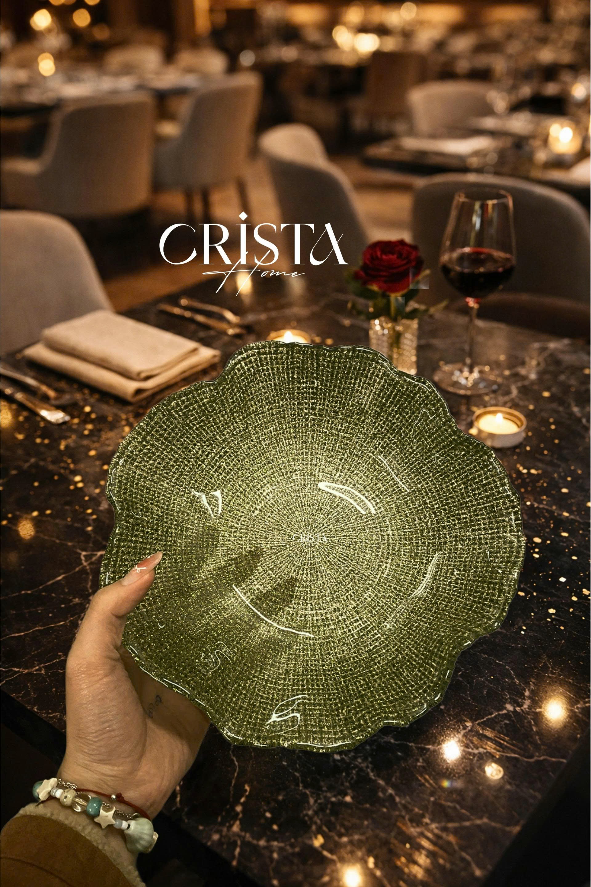 Âu thủy tinh cao cấp CRISTA HOME kiểu lá sen vân lưới size 28 cm_thumbnail_15