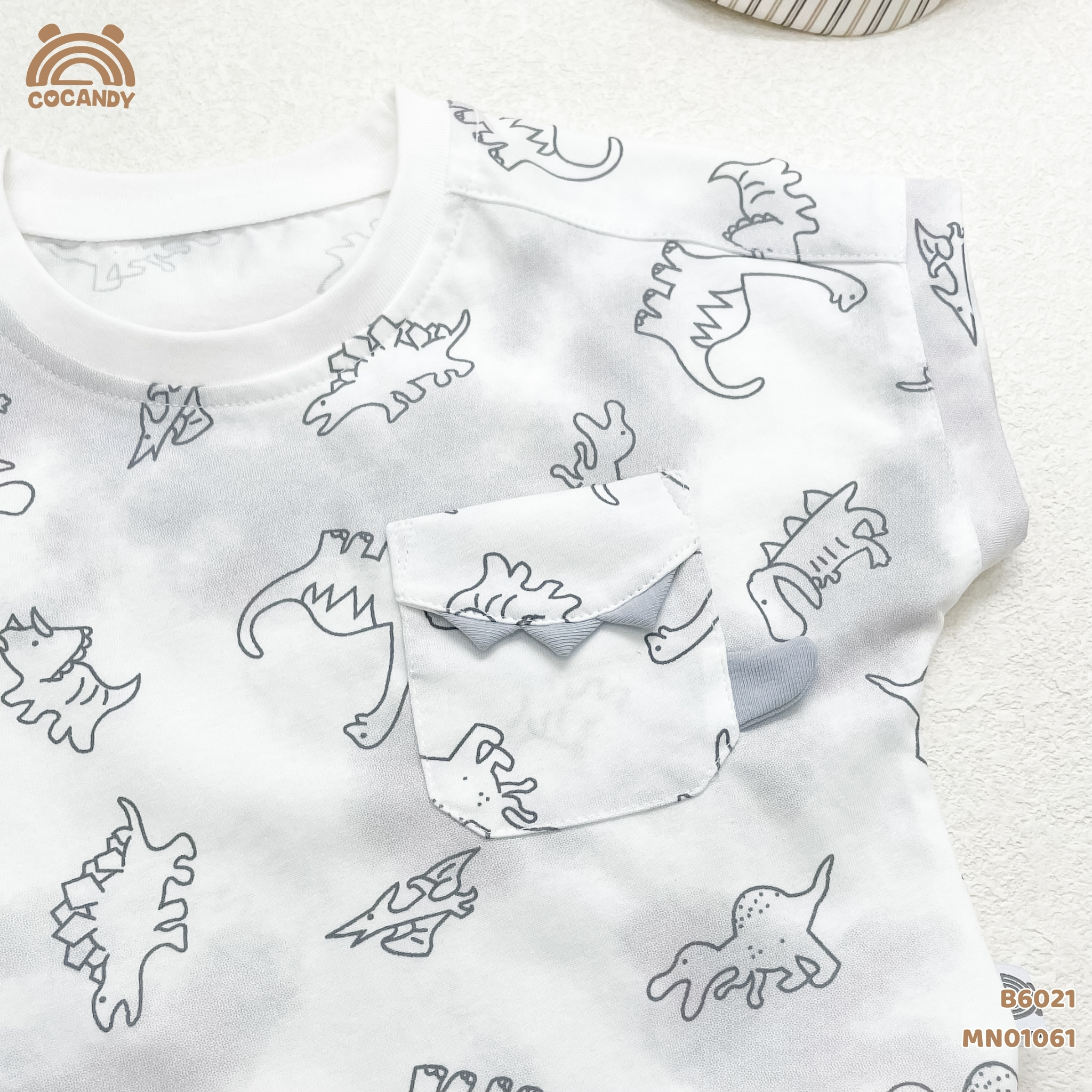 Bộ cộc cotton GHI hình khủng long túi ngực_thumbnail_2