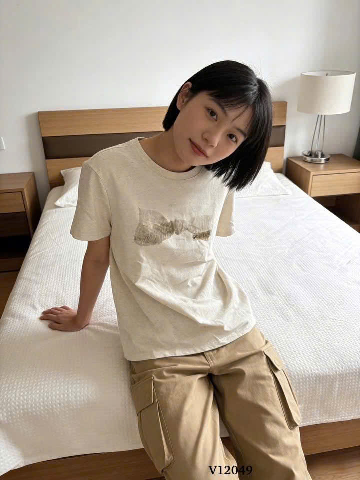 HA395 - Áo phông xước in nơ