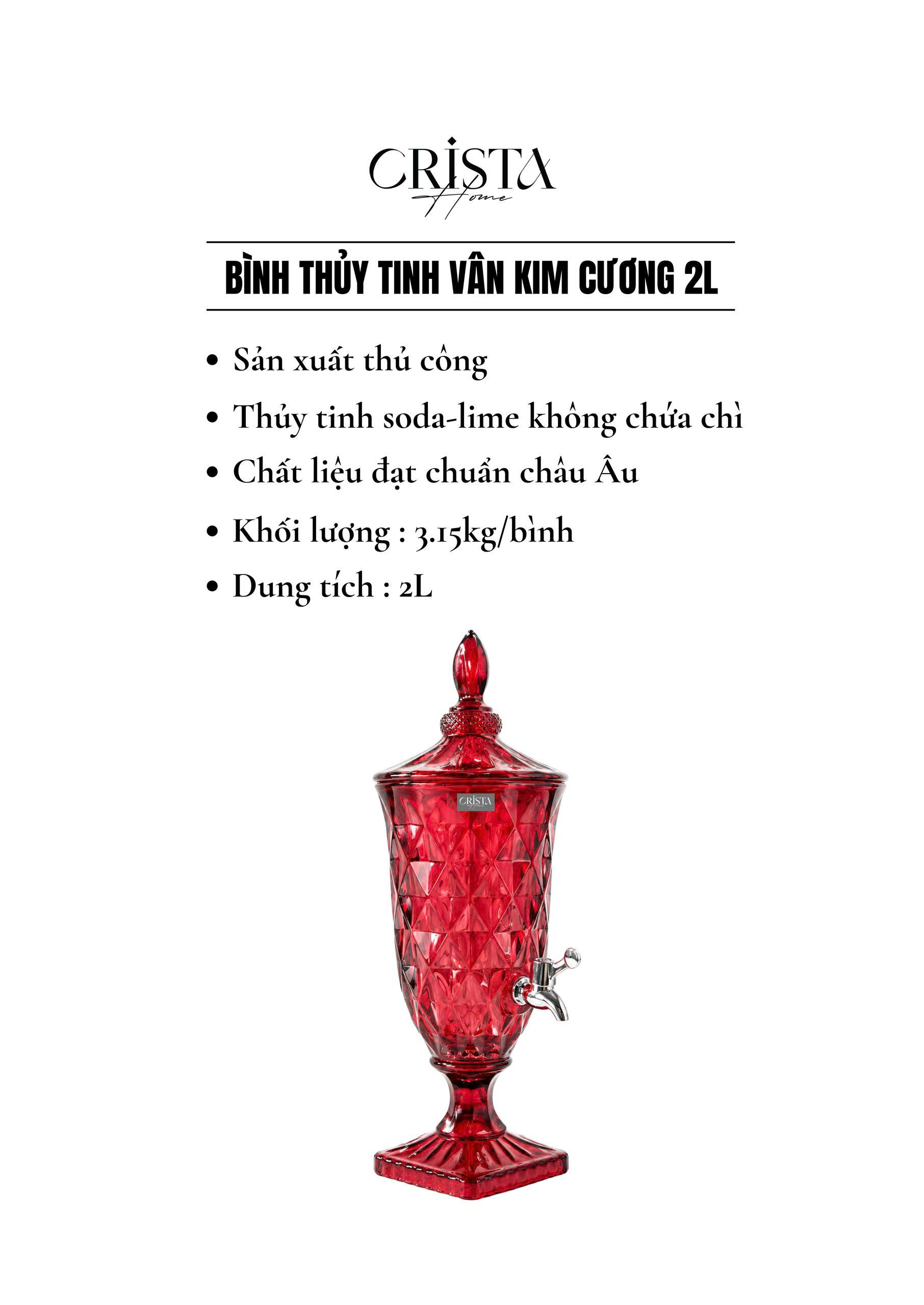 Bình thủy tinh vân kim cương có vòi 2L CRISTA HOME_thumbnail_9