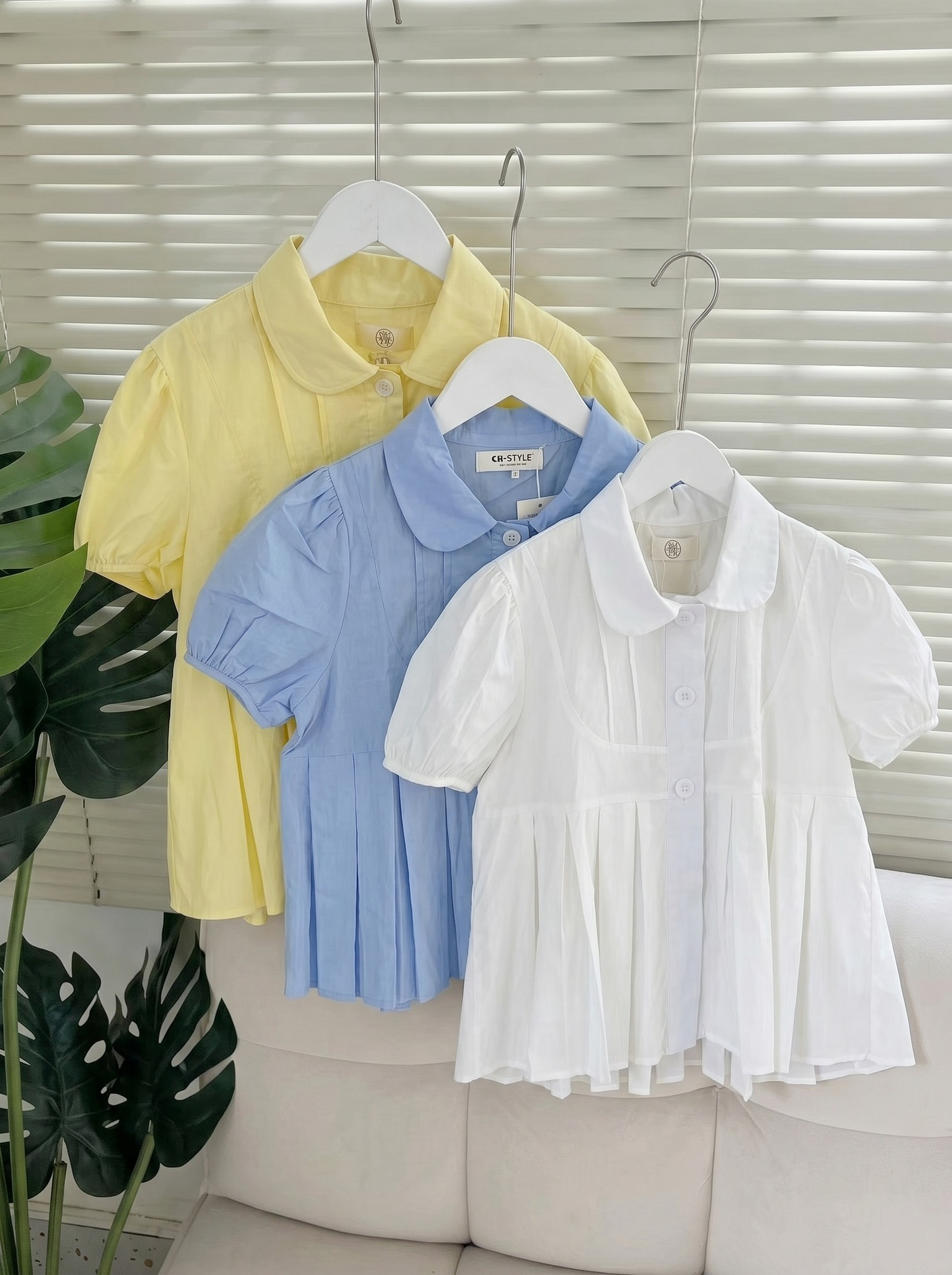 Áo Sơ Mi Nữ Kiểu tay bồng chít vòm ngực x.li lai AH.5419 (C) (0687) - Freesize_thumbnail_1