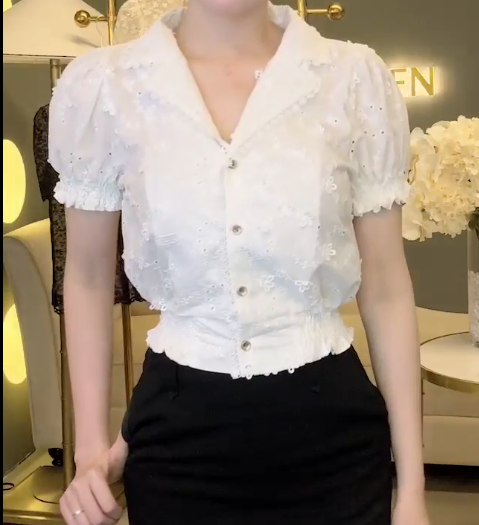 Áo Tay Bồng Hoa Nổi Chun Eo_thumbnail_0