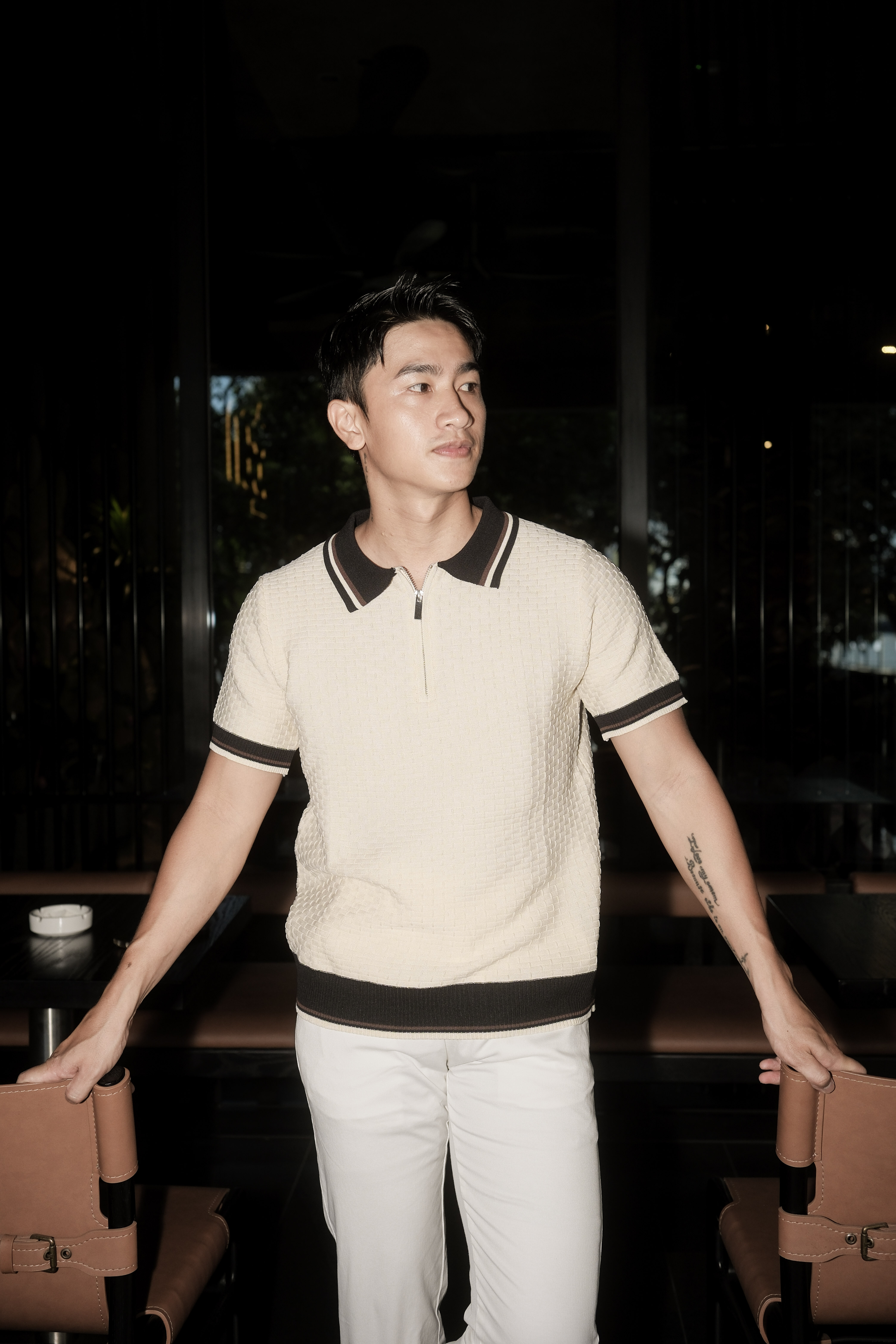PA2 - Áo len nam tay ngắn cổ polo kiểu dệt waffle, thoáng khí, phong cách Hàn Quốc_thumbnail_13