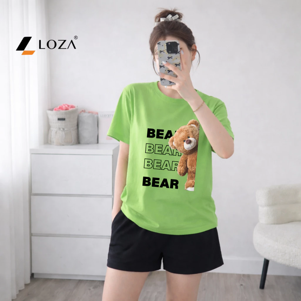 Set đồ nữ LOZA hình gấu Bear - Đồ bộ nữ mùa hè gồm áo thun dáng rộng + quần đùi cotton - BP17_thumbnail_11
