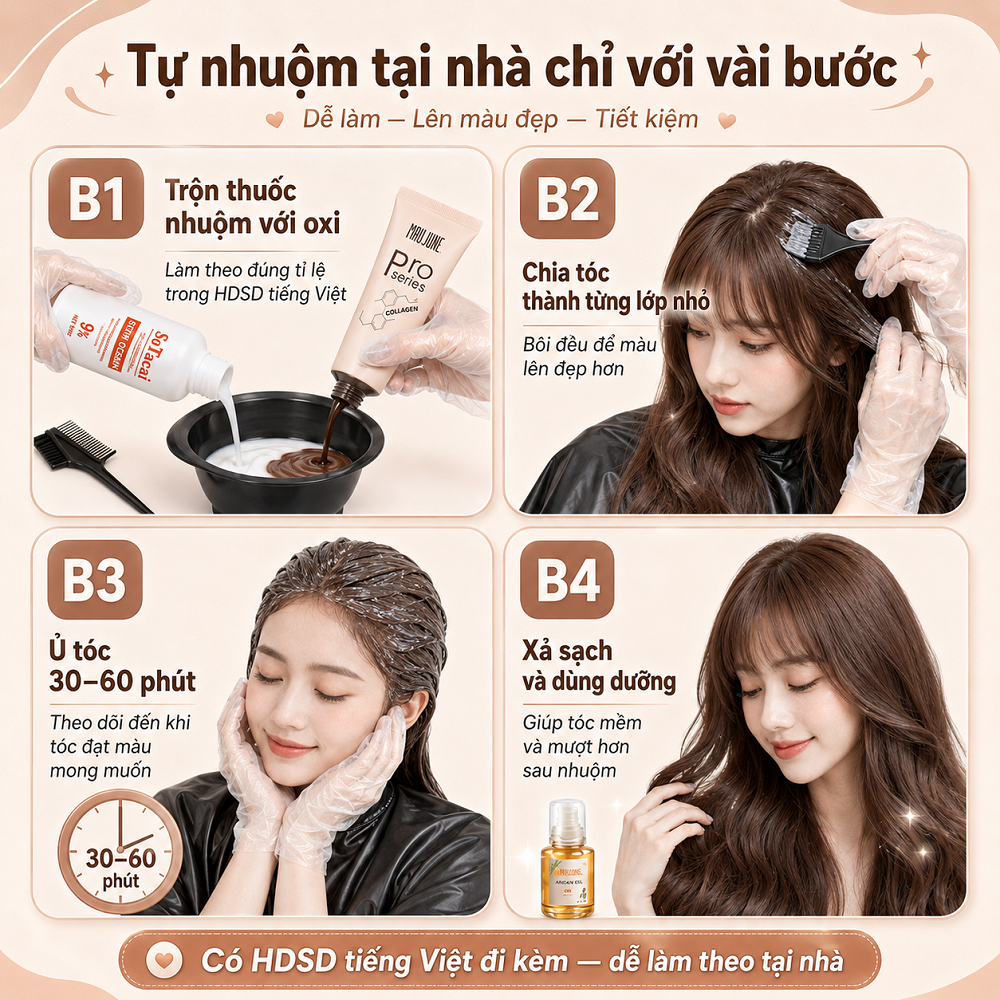 Thuốc Nhuộm Tóc Nâu Hạt Dẻ Không Cần Tẩy, Lên Từ Nền Đen Tự Nhiên, Tặng Găng Tay_thumbnail_8