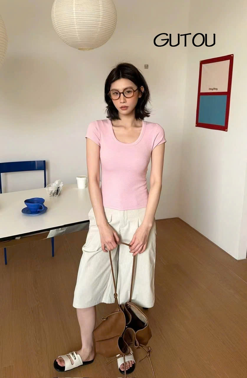 GUTOU ] Áo Thun Baby Tee Tay Ngắn Basic Slim Fit