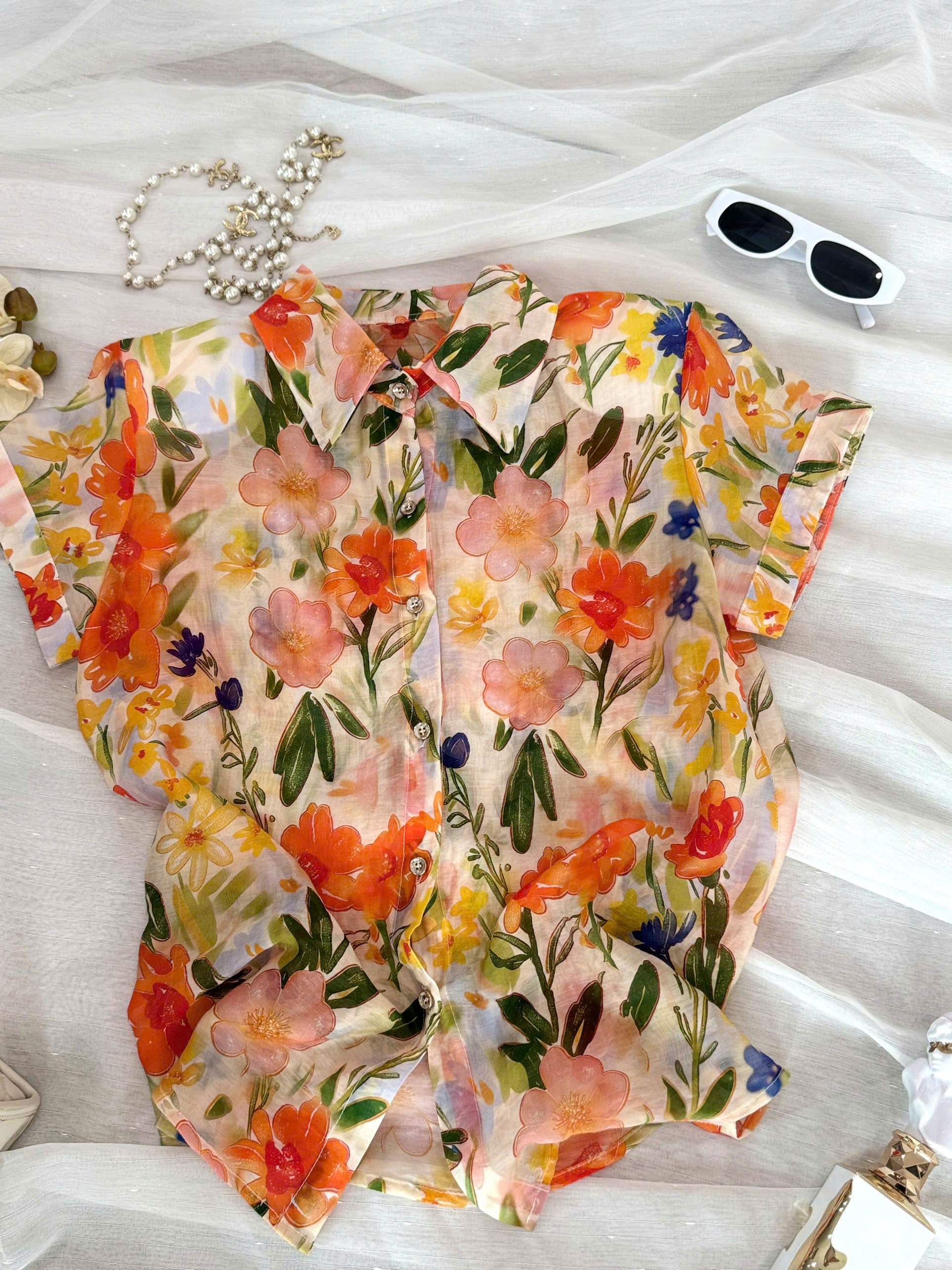 Sơ Mi Hoạ Tiết Hoa Lá