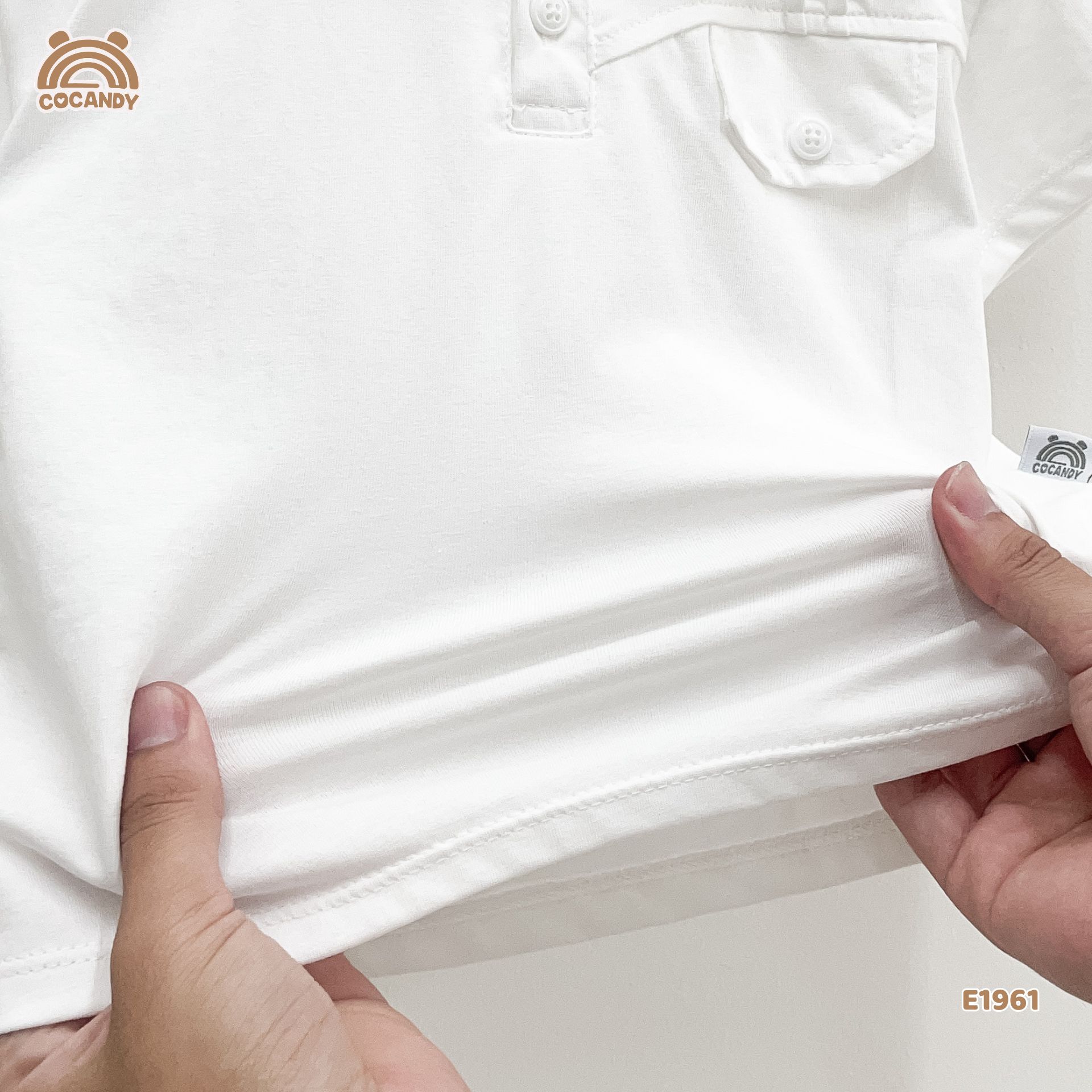 Áo cộc polo cotton TRẮNG đáp nắp ngực_thumbnail_2