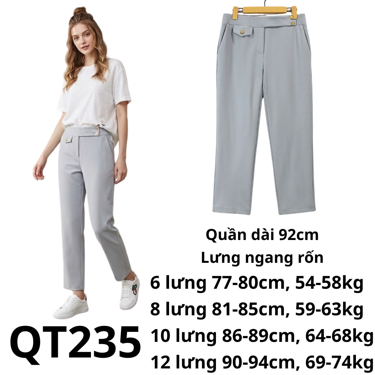 QT235- QUẦN TÂY -GHI