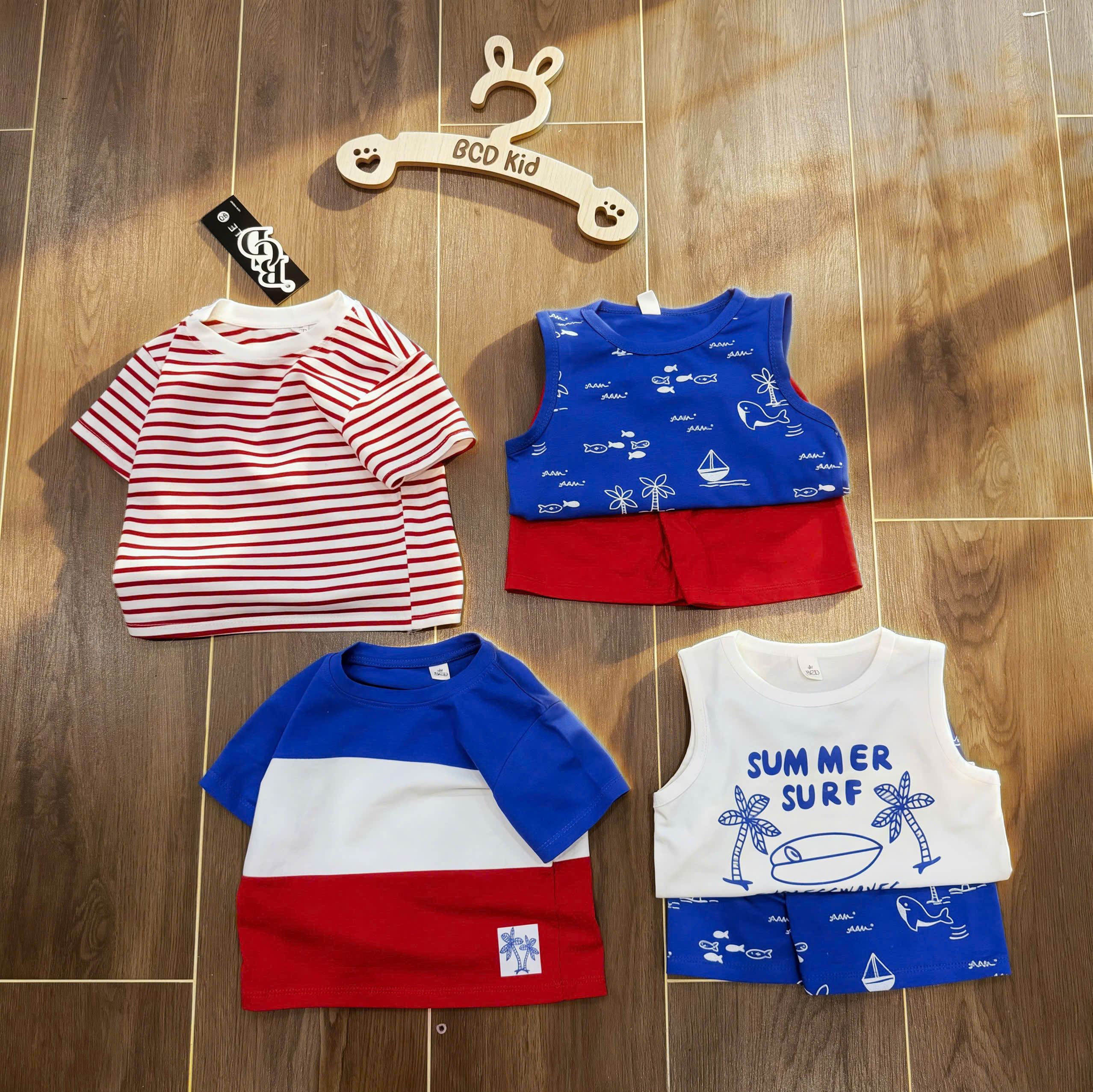 A23 COMBO 4 ÁO 2 QUẦN XANH ĐỎ - A100.357