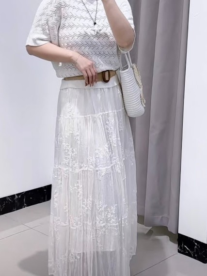 Lucas - Chân váy xòe dáng dài vải ren tầng cạp chun_thumbnail_5