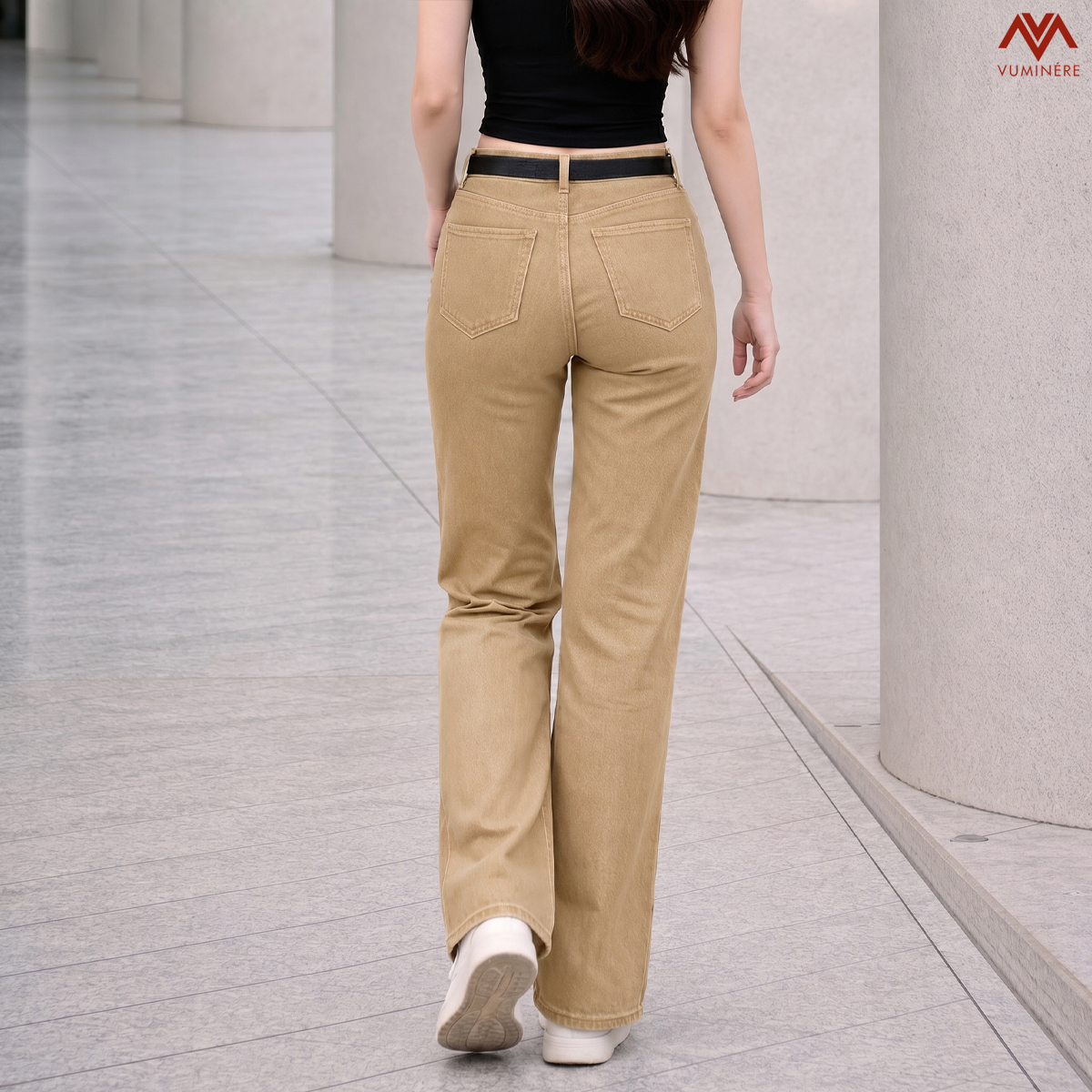 Quần Jeans nữ VUMINÉRE - Flared Jeans dáng loe nhẹ, mang đến vẻ ngoài thời thượng và Retro