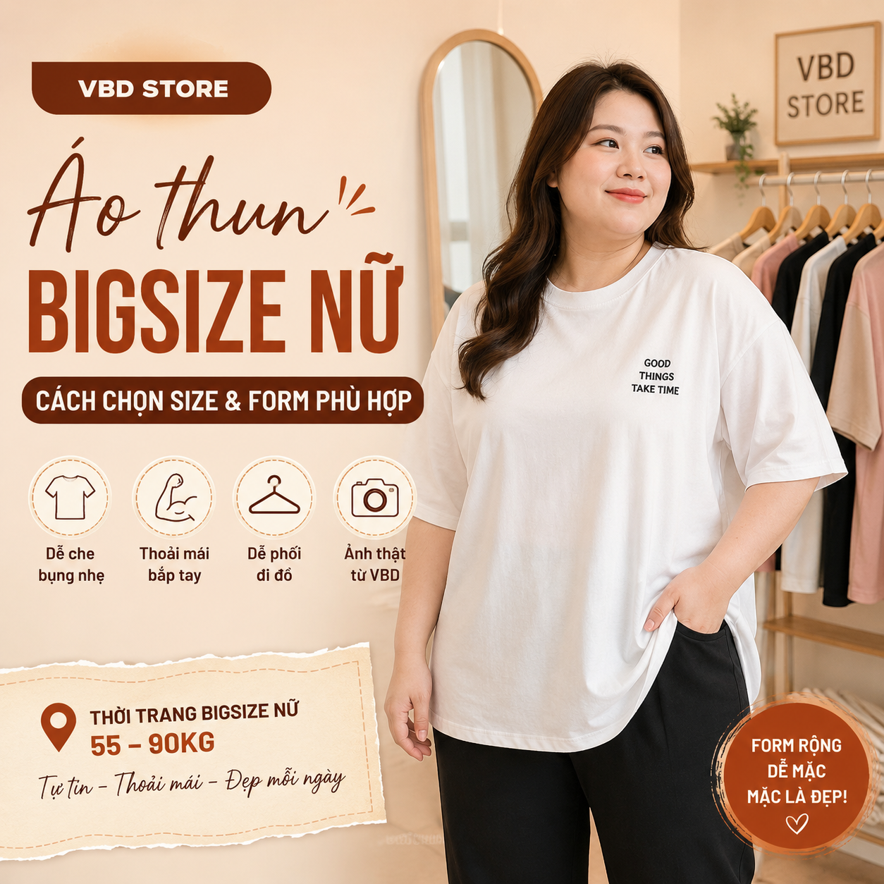 Áo thun bigsize nữ: cách chọn size và form phù hợp | VBD Store