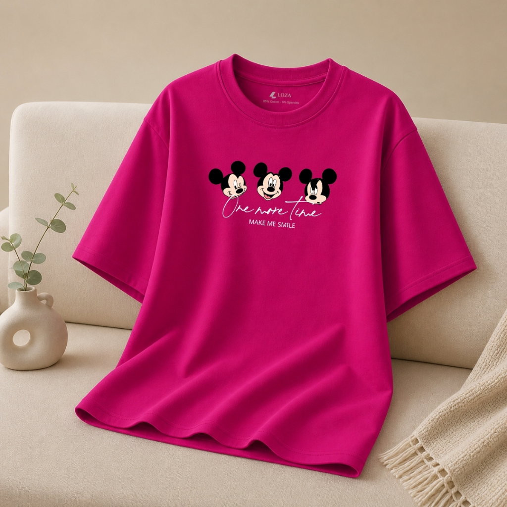 [Form rộng] Áo phông màu hồng sen nhiều mẫu hình dễ thương  -  Loza G0553_thumbnail_3