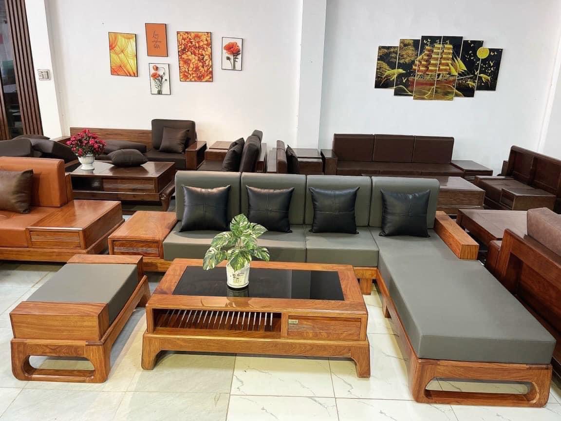 Sofa góc L chân Quỳ vế trái màu cánh dán