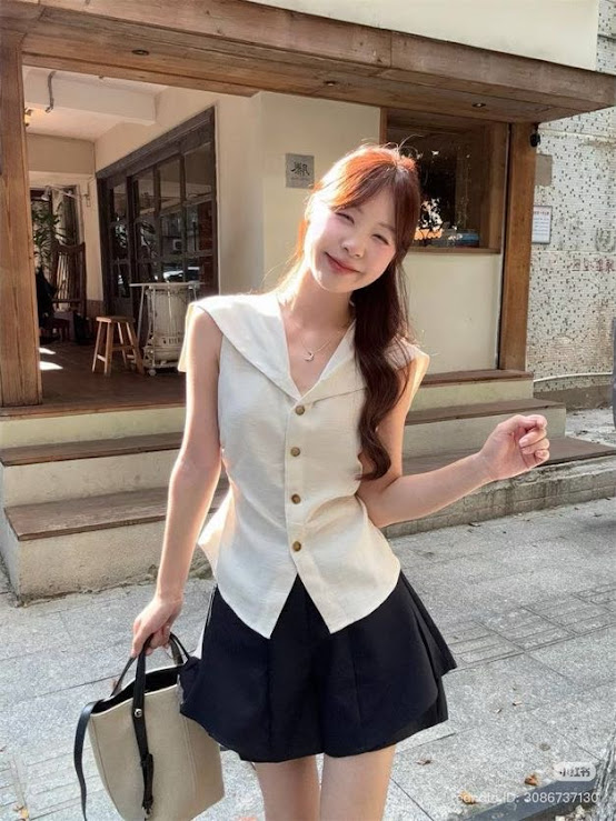 Lucas - Set áo cổ thủy thủ cài cúc + quần váy dáng ngắn_thumbnail_3