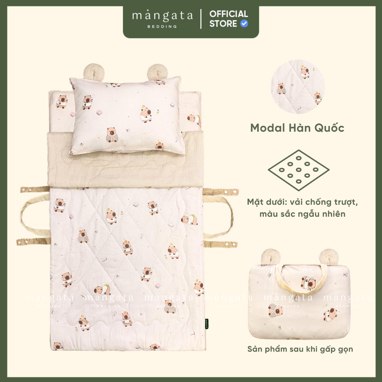 Mẫu Capybara nhí - Bộ chăn gối gấp gọn đi học