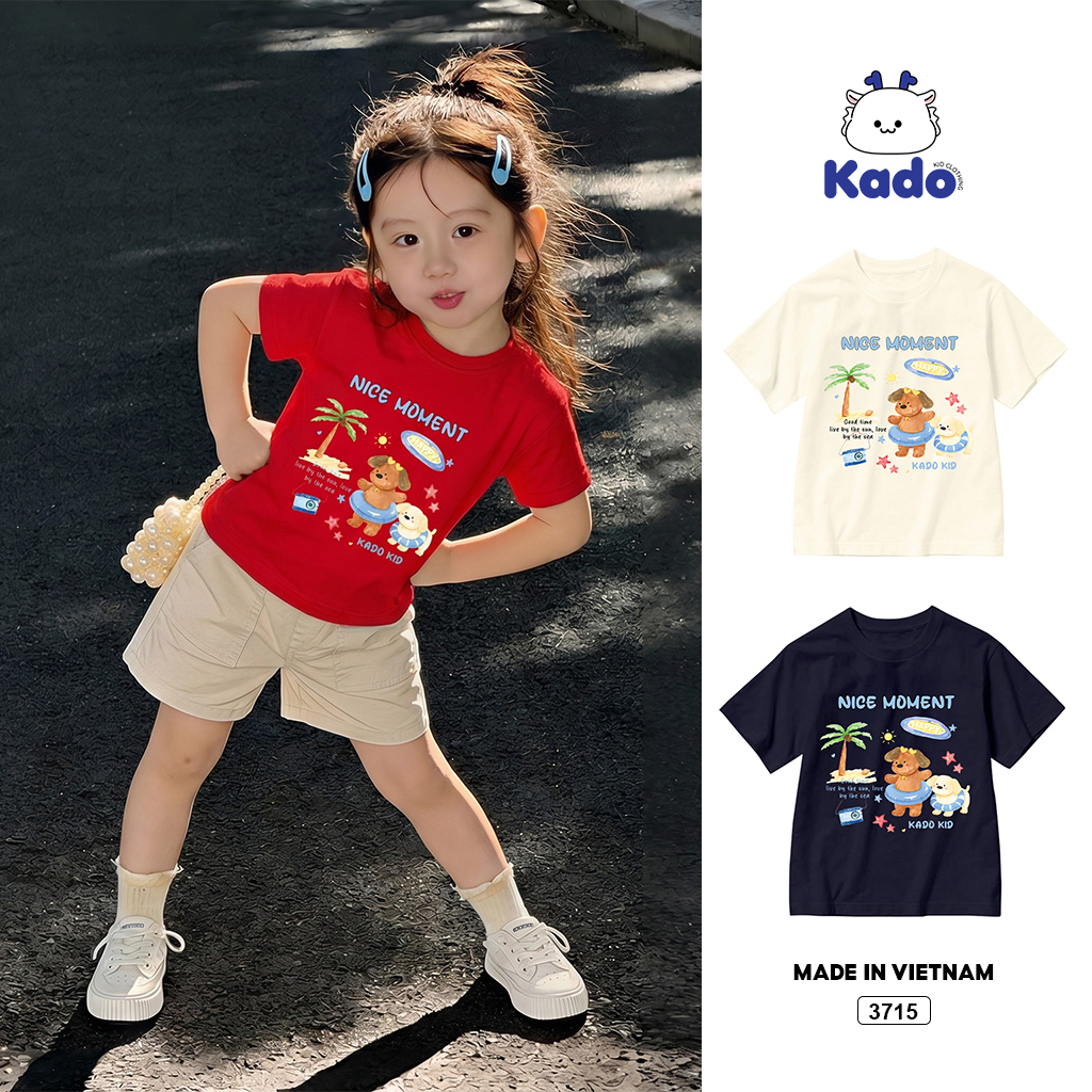 Áo thun bé gái cún con đáng yêu form rộng mùa hè Kado 3715