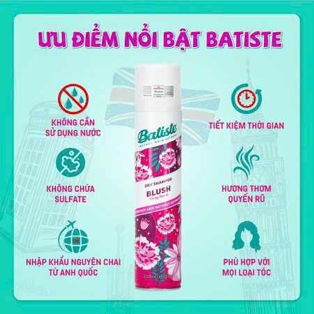 Dầu Gội Khô Batiste Blush – Tóc Bồng Bềnh, Thơm Ngát Tức Thì