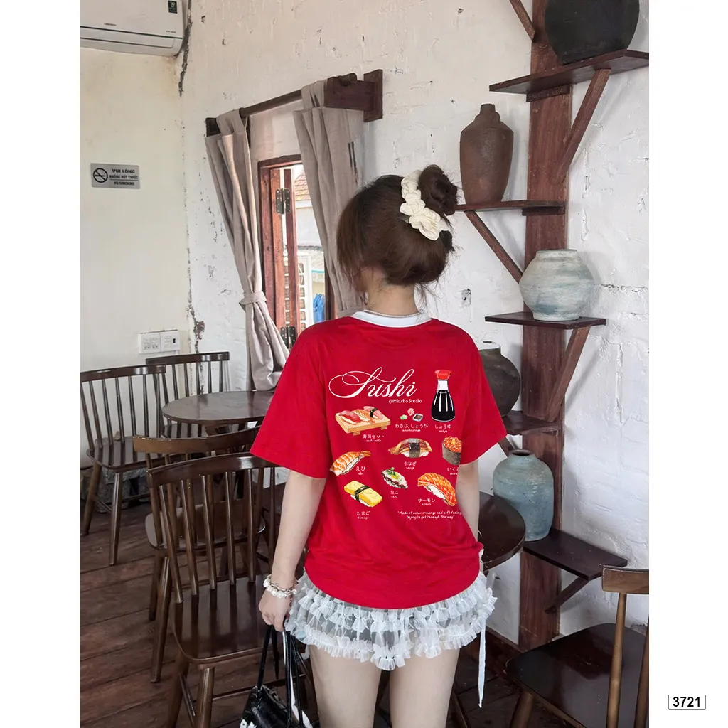 Áo thun boxy phối cổ mix màu đáng yêu Miucho Food 3721_thumbnail_2