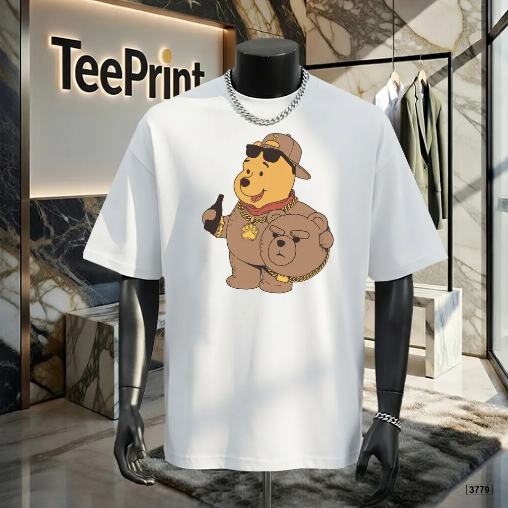 Áo thun form rộng hoạt hình Poooh trẻ trung dễ phối outfit hằng ngày TeePrint 3779