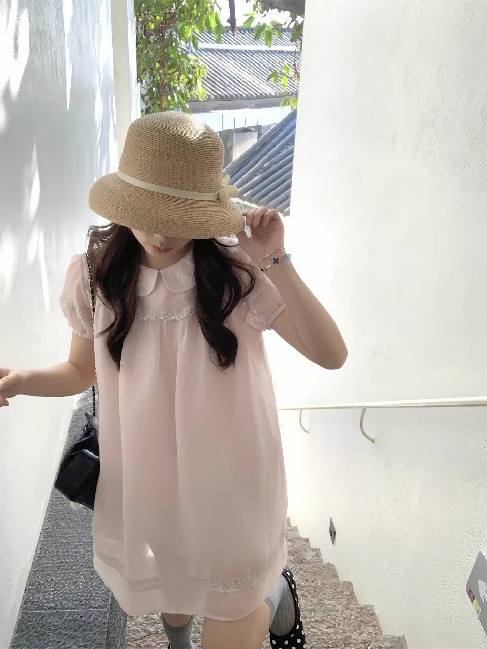 Lucas - Váy thô cộc tay cổ sen phối ren dáng suông xòe nhẹ phối ren gấu váy_thumbnail_3