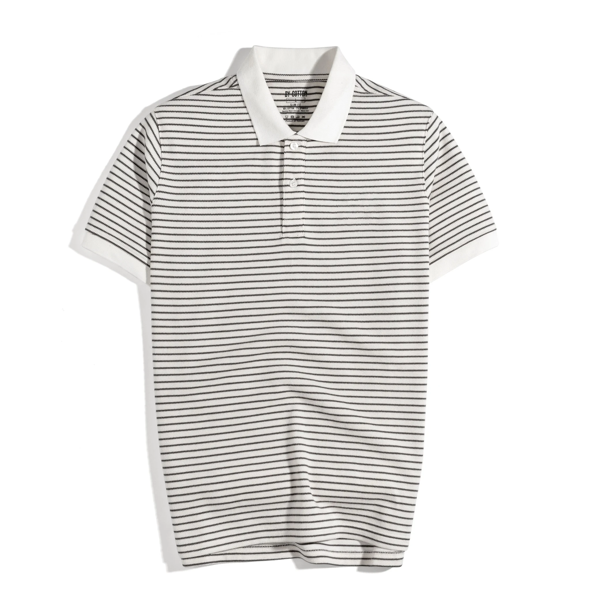Áo Thun Polo By Cotton 2Layer Sọc Nhỏ Kem Nâu