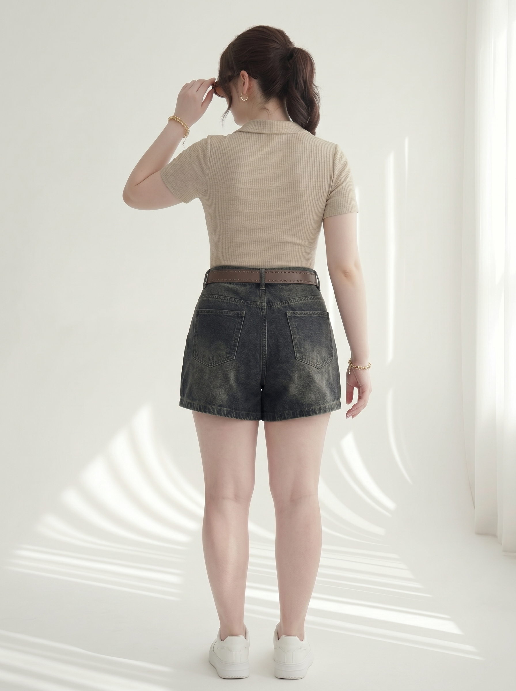 Quần Short Jean Phối Viền Bigsize Cạp Cao Gọn Đùi - Xanh Jean - Vừa 55-90kg - T-QSJ1317_thumbnail_2