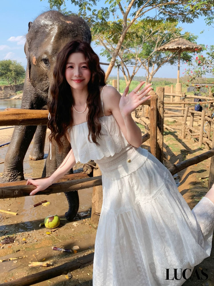 Váy 2 dây thô thêu bèo ngực chân xòe dáng dài_thumbnail_1