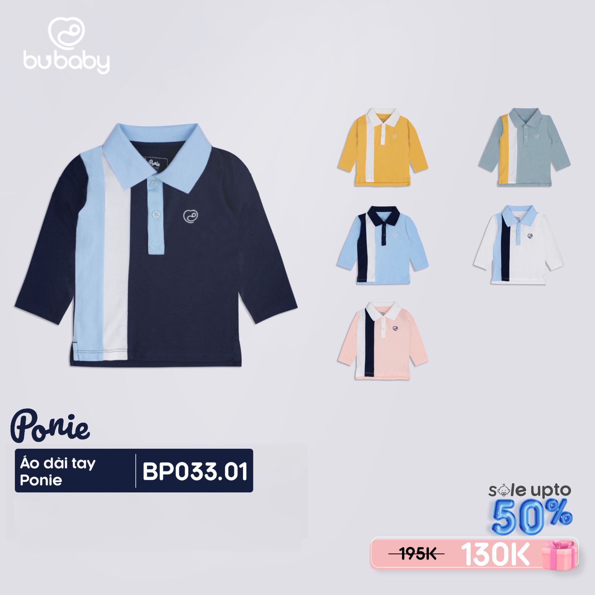 Áo polo tay dài sọc Ponie Bubaby