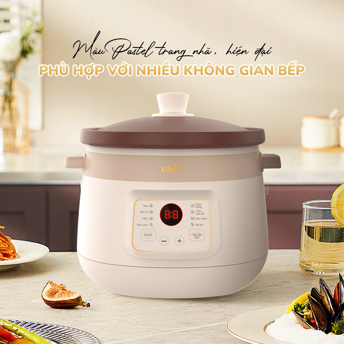 Nồi kho hầm đa năng UNIE USC308 dung tích 3L, lòng nồi gốm tử sa, 8 chức năng kho hầm_thumbnail_9