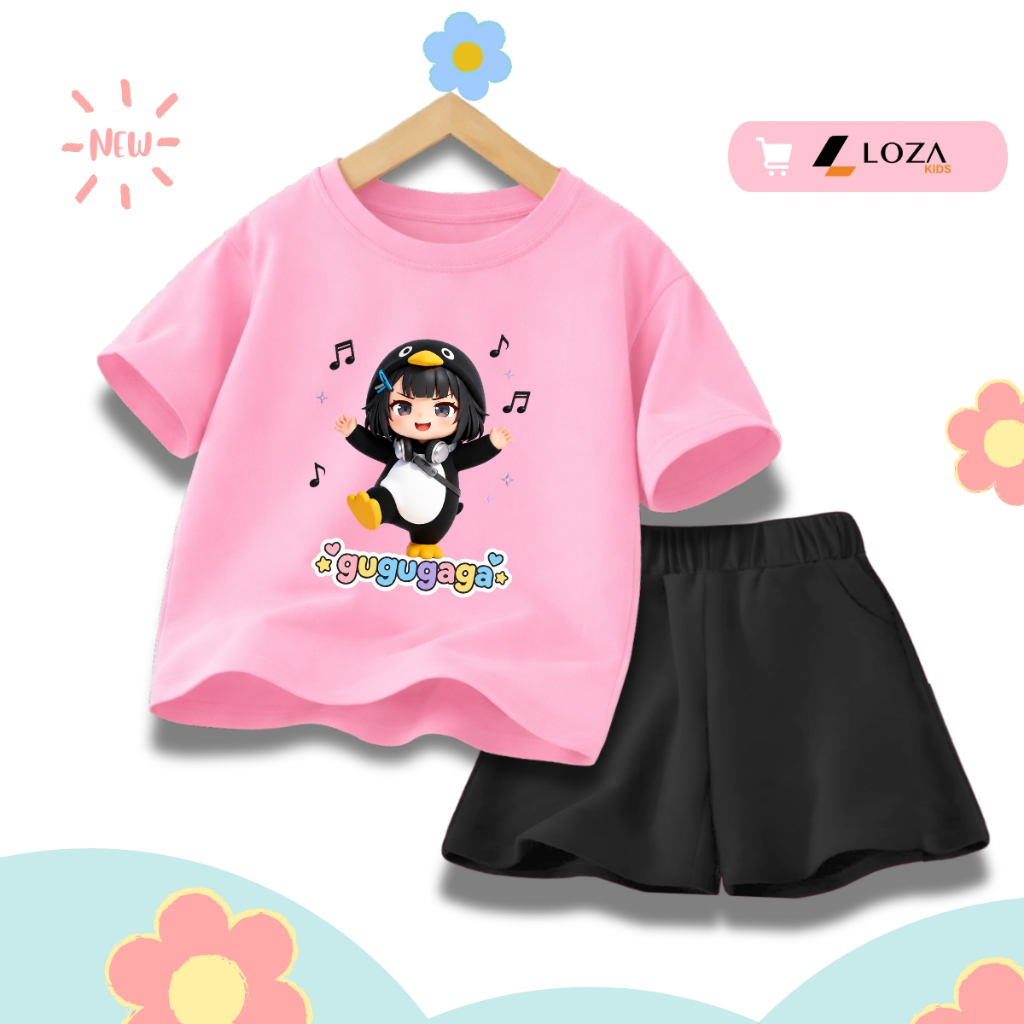 Set bộ bé gái in hình Chim cánh cụt Gugugaga -  Loza Kids SB683 SB683