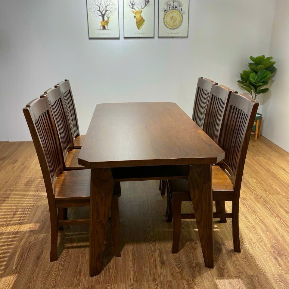 Bộ bàn ăn gỗ sồi nga mẫu BA11