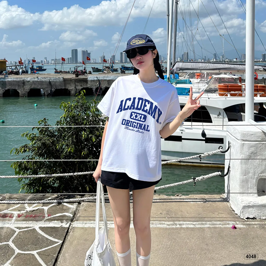 Áo thun boxy unisex dáng ngắn Academy Miucho 4048_thumbnail_6