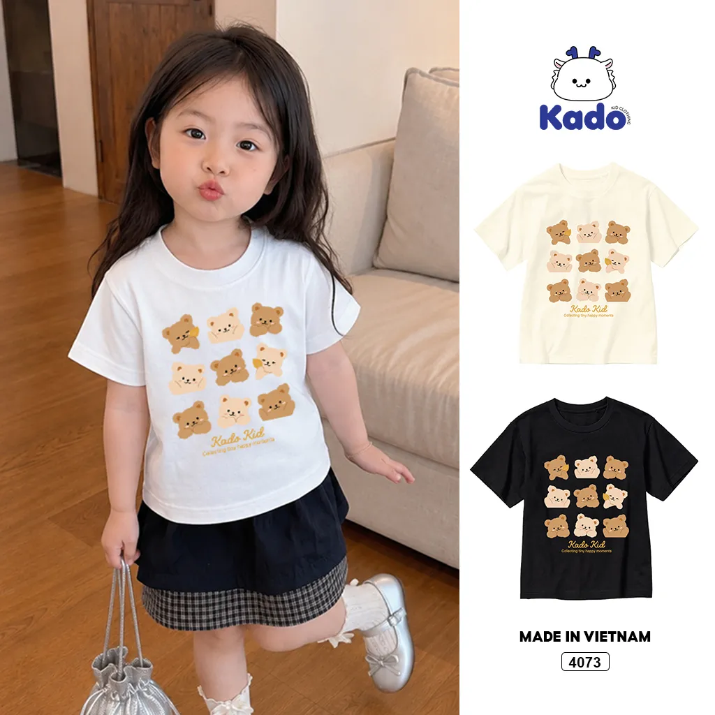 Áo thun bé trai bé gái Gấu Teddy xinh yêu Kado 4073