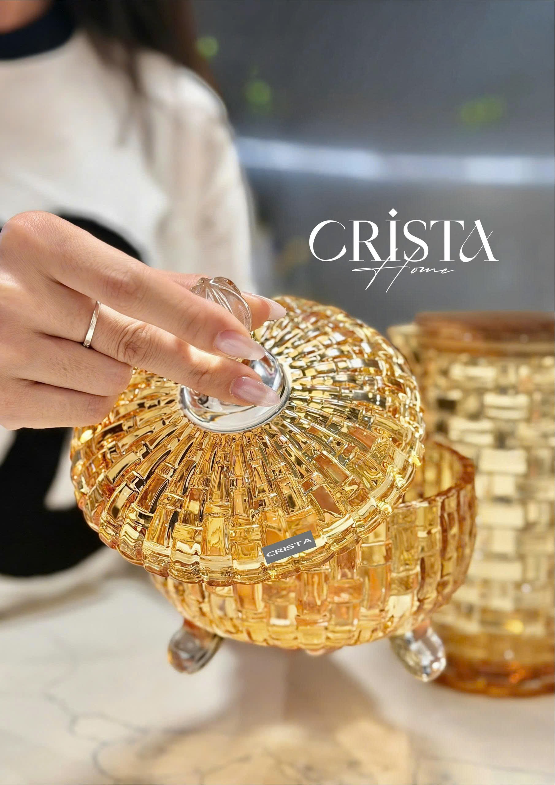 Bộ 2 hũ mứt 3 chân CRISTA HOME vân caro Size 18cm_thumbnail_20