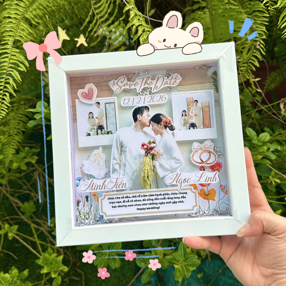 [ HỎA TỐC ] KHUNG ảnh 3D TẶNG QUÀ CƯỚI cô dâu, chú rể in ảnh theo yêu cầu - TẶNG GÓI QUÀ