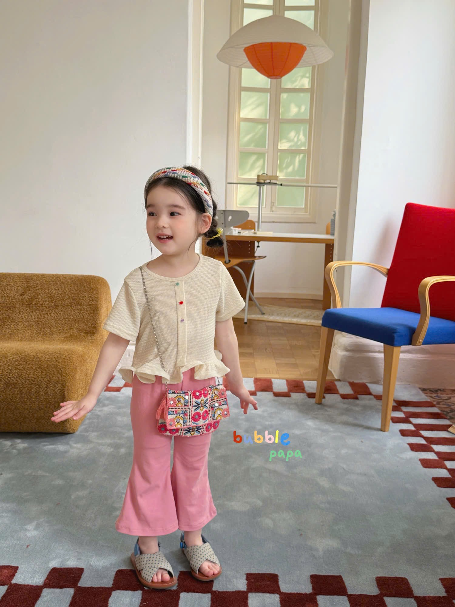 BP13 - Quần thun hồng ống loe hãng Bubble Papa (25552)