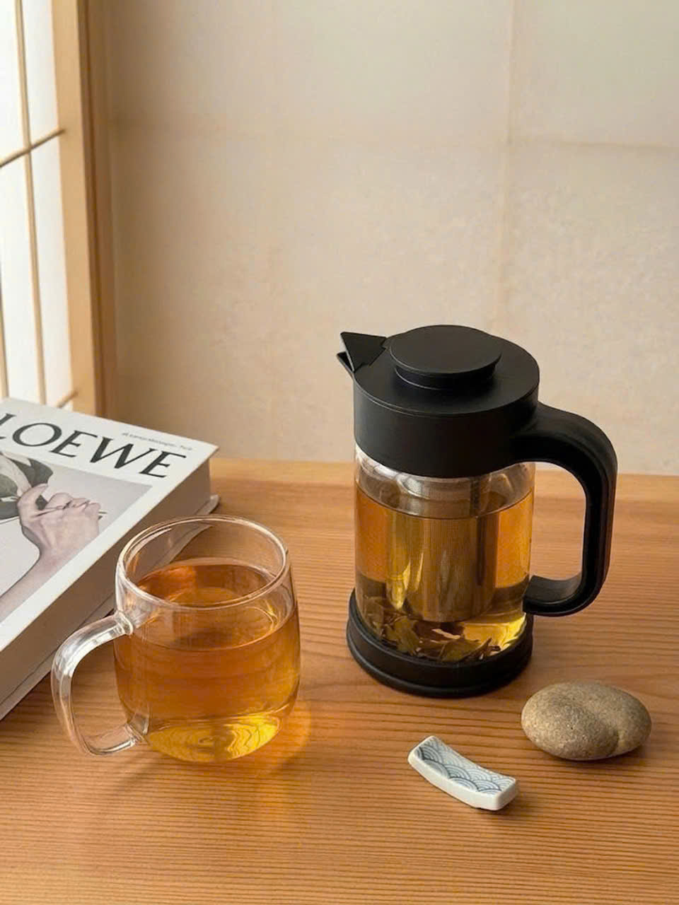 Bình Thủy Tinh Lõi Lọc Inox Momiji 900ml