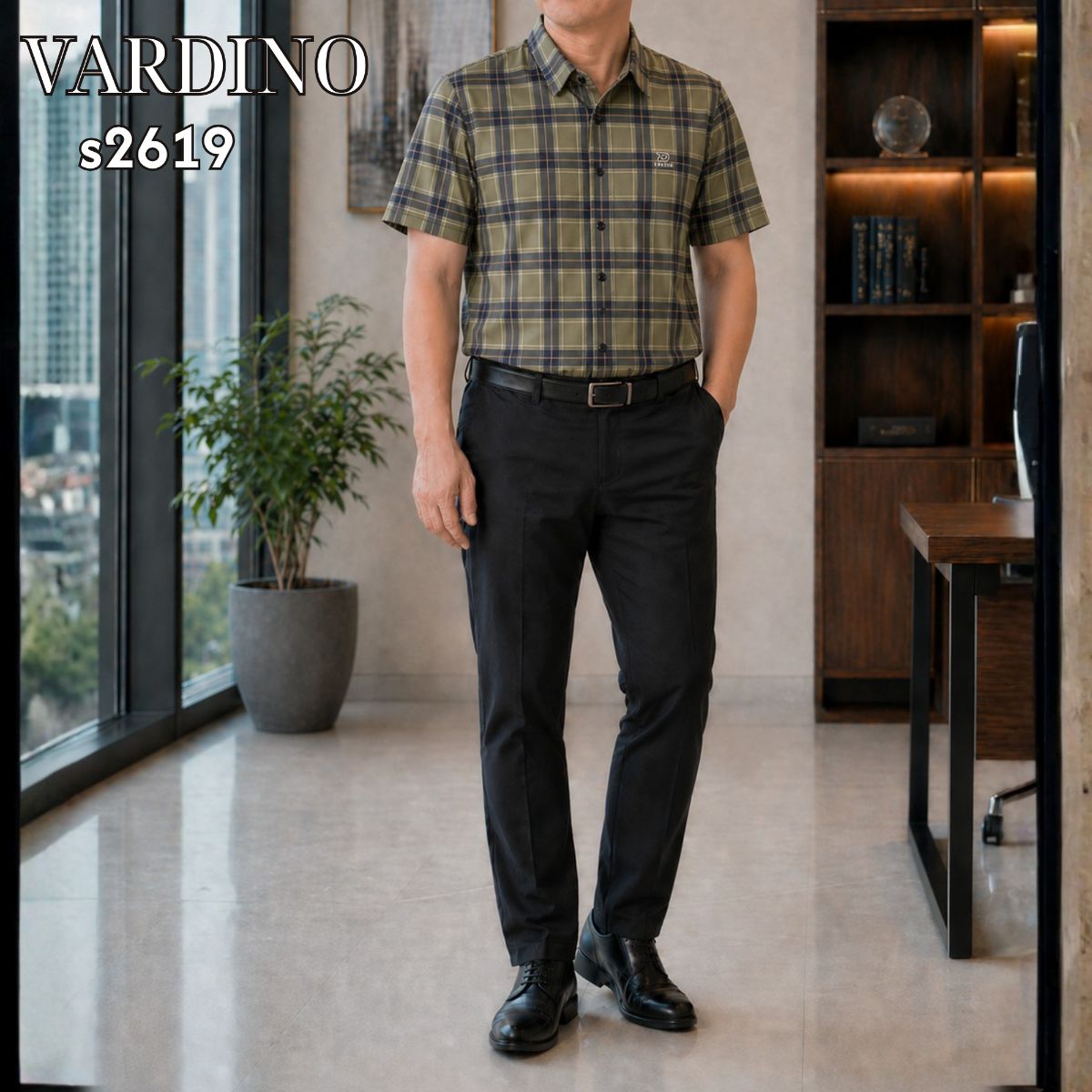 Sơ mi hoạ tiết kẻ Vardino S2619_thumbnail_2