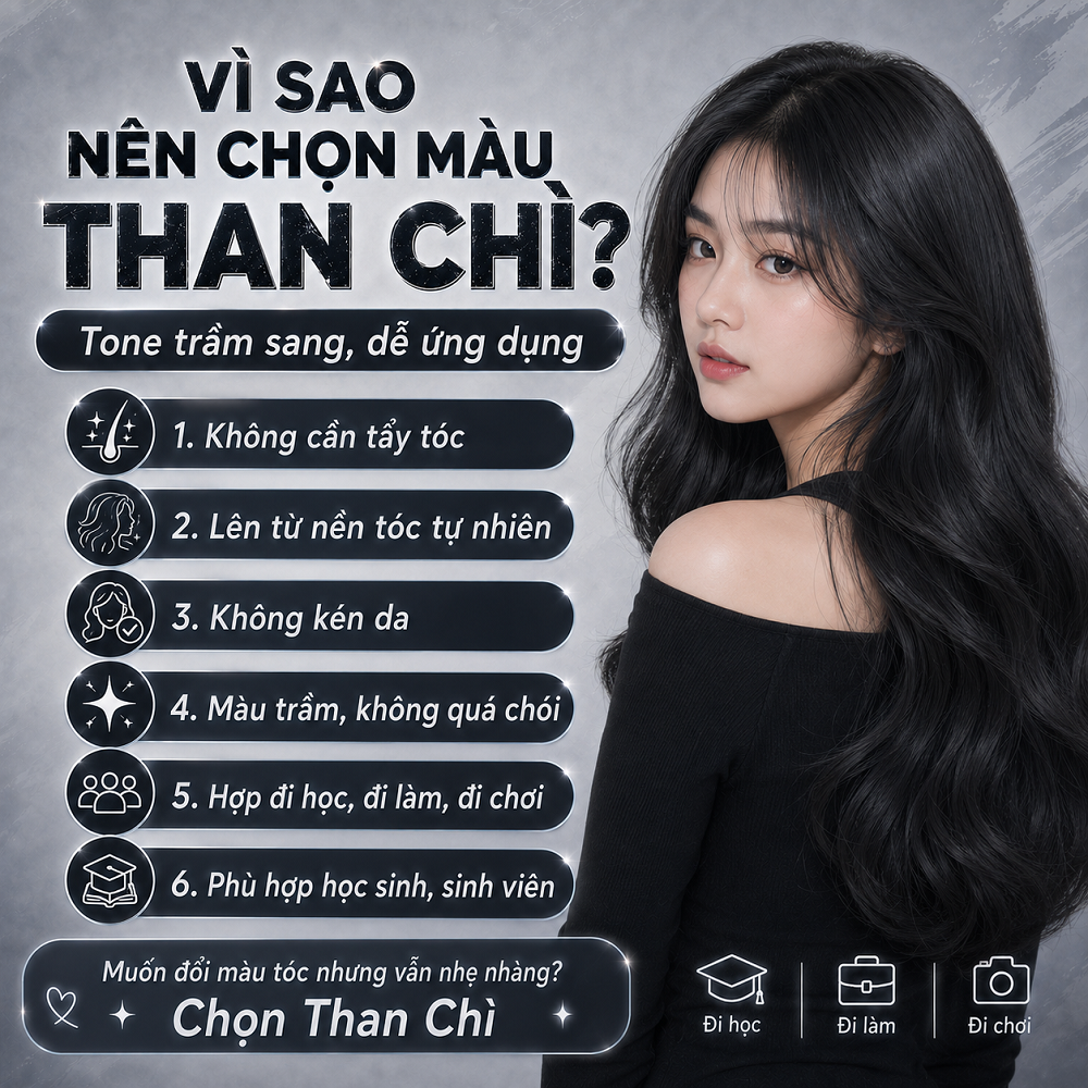 Màu Nhuộm Tóc Màu Than Chì Không Cần Tẩy Lên Từ Nền Đen Tự Nhiên, Tự Nhuộm Tại Nhà (Kèm Oxy Trợ Nhuộm)_thumbnail_3