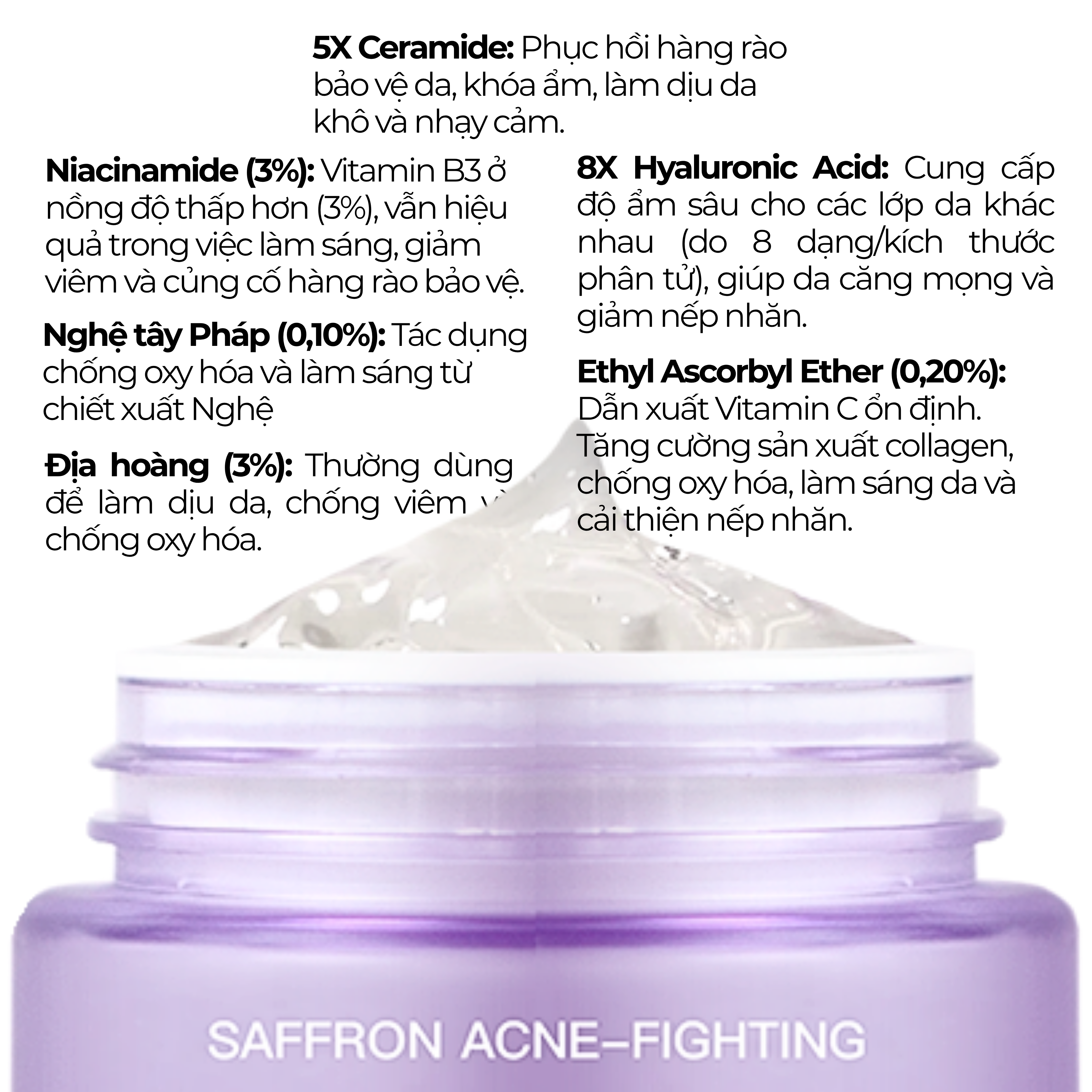 Gel dưỡng ẩm -Saffron Acne-Fighting Brightening Moisturize Gel BONNE MINE