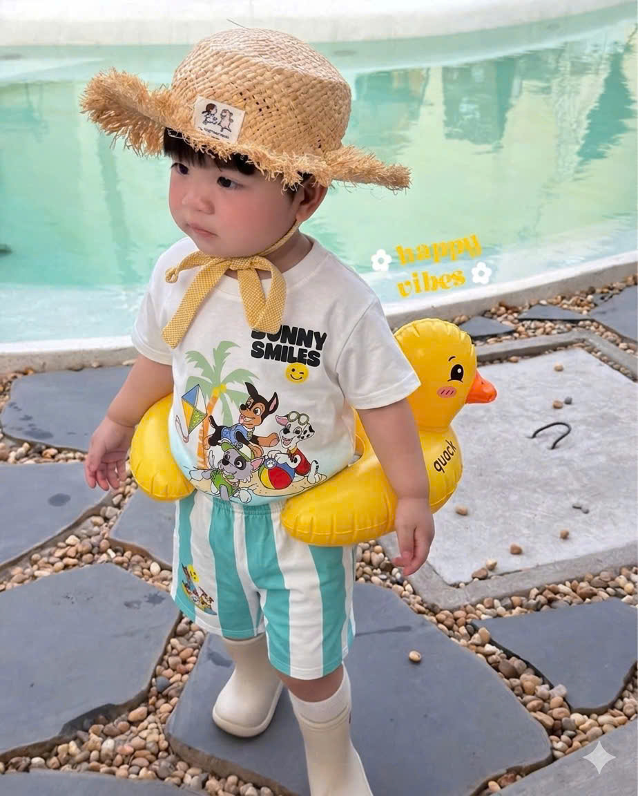 D43 BỘ CỘC CHÓ ĐI BIỂN SUNNY SMILES - A117.1809
