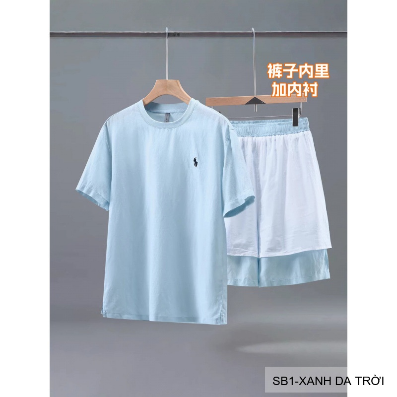 SB1 - Bộ đồ nam mùa hè chất liệu Tencel & linen mát lạnh, phong cách Mỹ cổ điển, áo thun tay ngắn + quần short_thumbnail_8