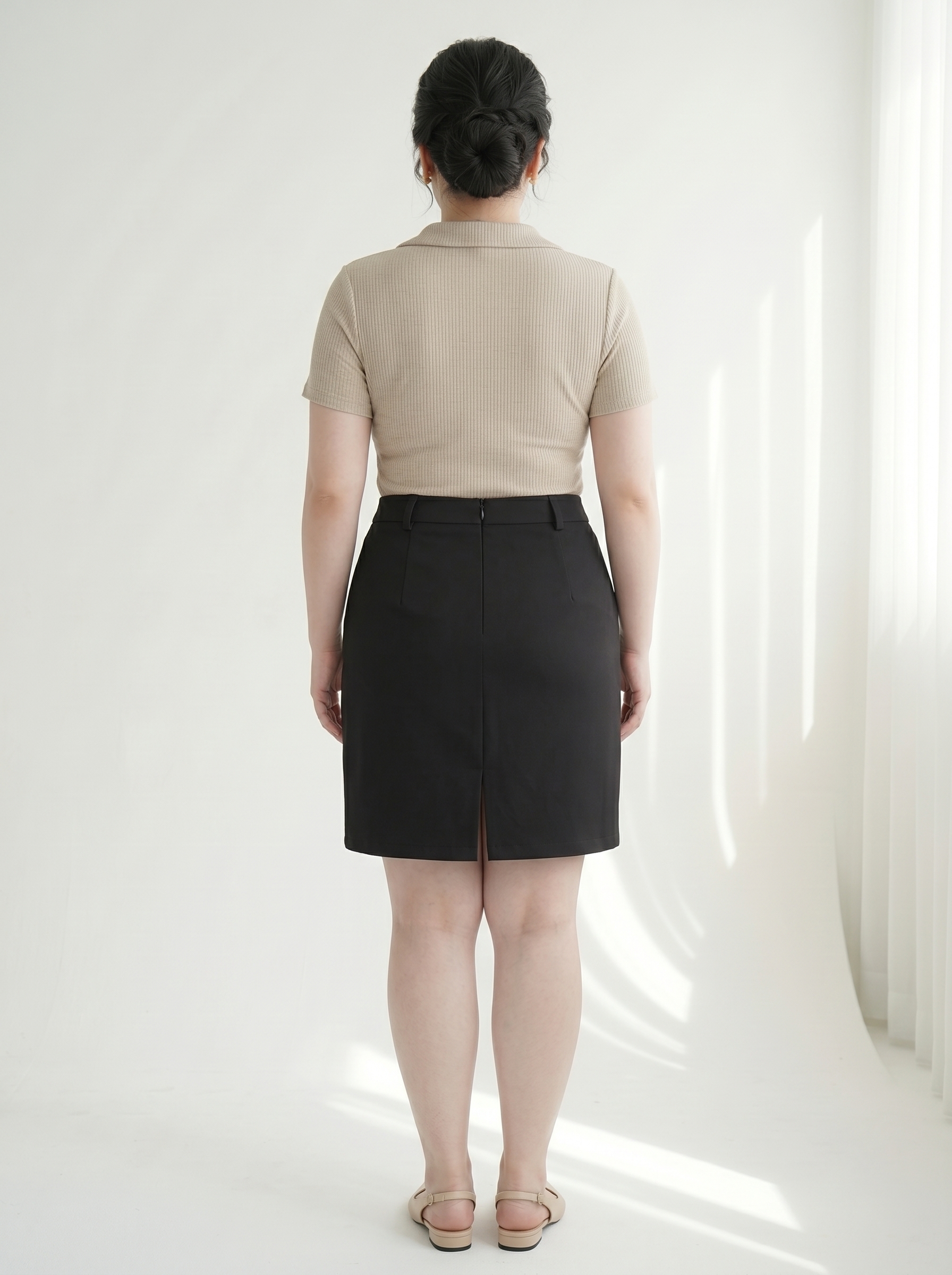 Chân Váy Dáng A Bigsize Lưng Cao Xẻ Tà Gọn Hông - Đen - Vừa 55-95kg - V-CV038_thumbnail_3
