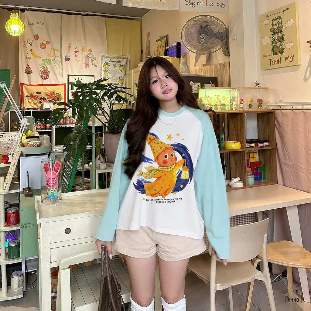 Áo thun tay dài boxy phối raglan Twinkle đáng yêu Miucho 4148_thumbnail_3