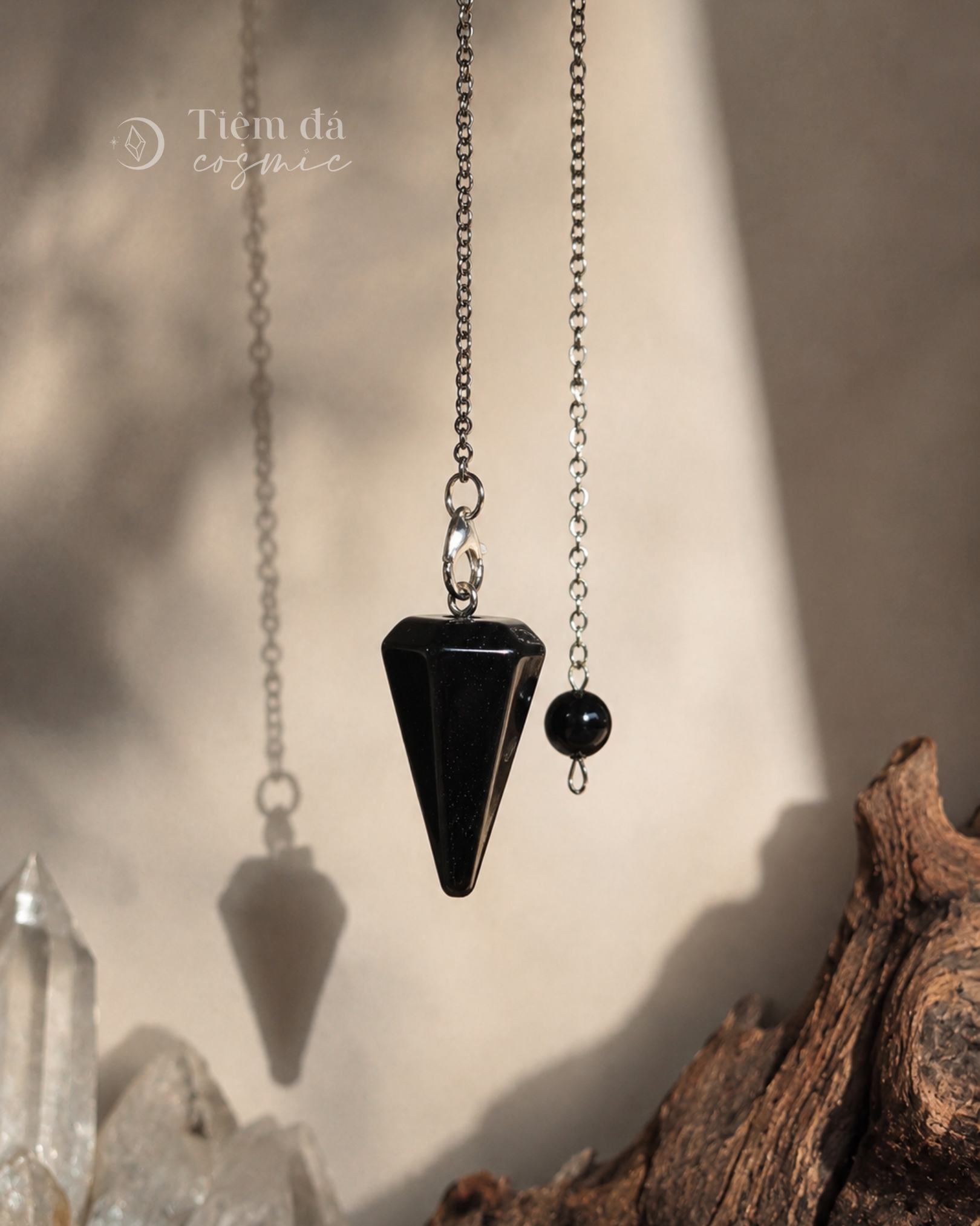 Con Lắc Cảm Xạ Pendulum Thủy Tinh Núi Lửa Obsidian size nhỏ