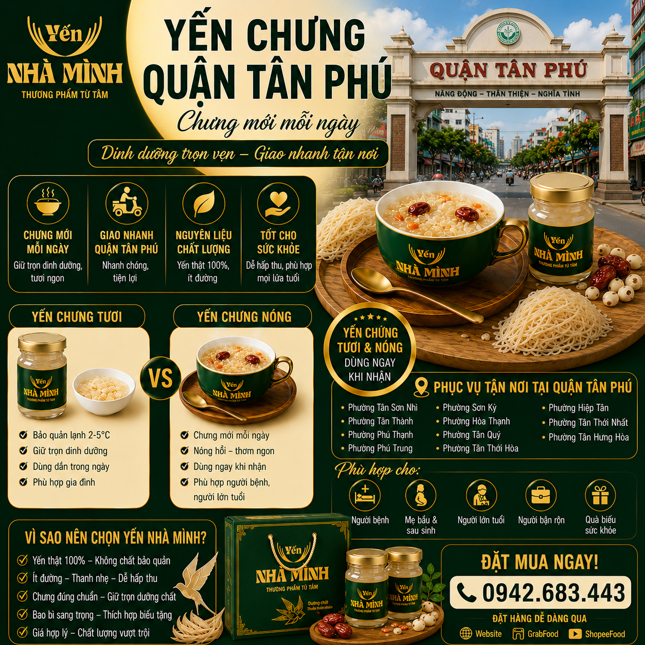 Yến Chưng Tươi Nóng Quận Tân Phú - Uy Tín, Chất Lượng